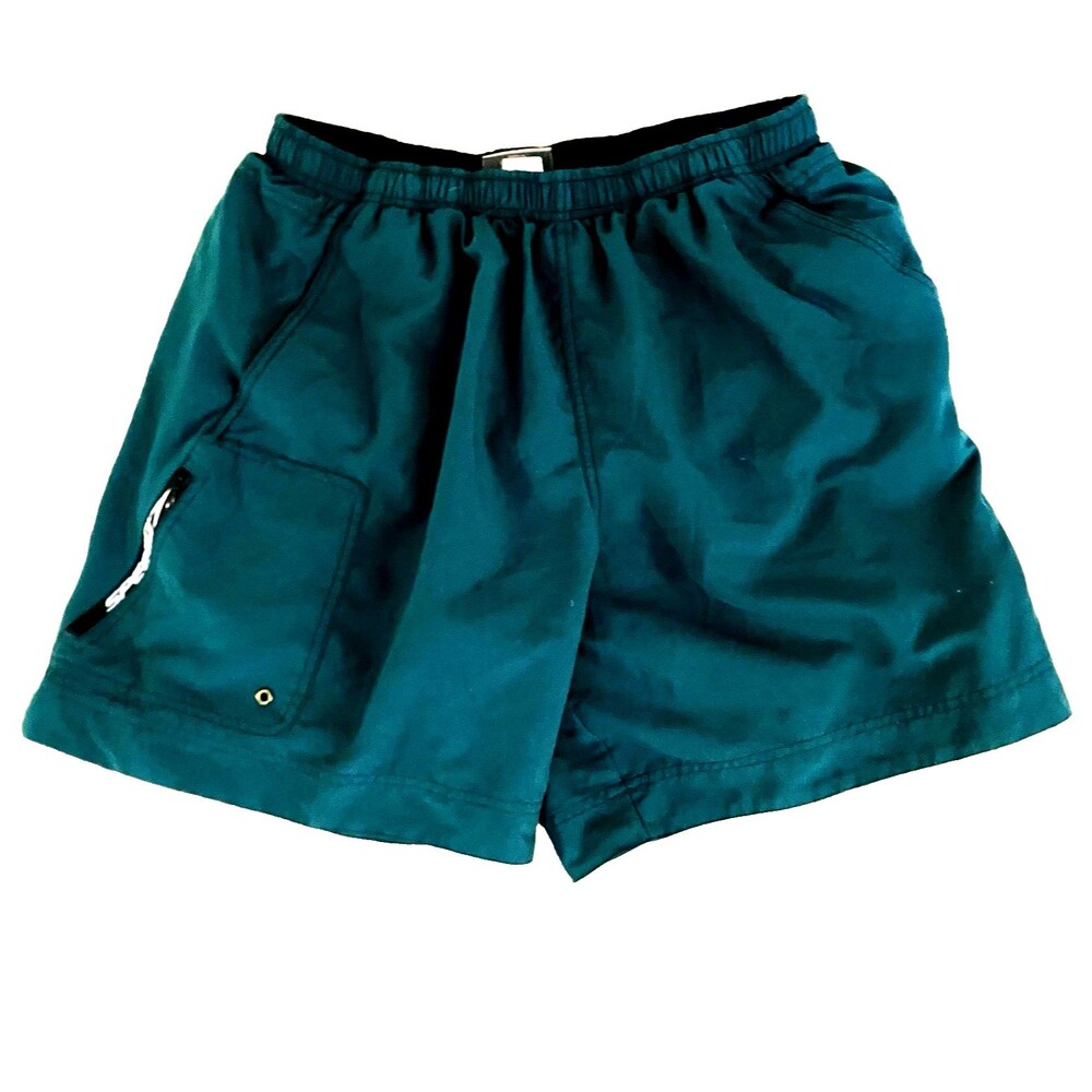 Speedo Vtg Y2K Swim Trunks Board Shorts L Green Mesh Lined Running Cruise 90s